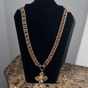Gold Chain Necklace with Floral Pendant